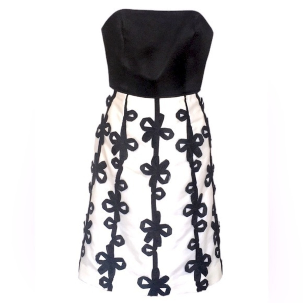 Lilly Pulitzer Strapless Ribbon Bow Dress in Black White Size 4